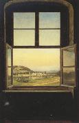 Johan Christian Dahl View of Pillnitz Castle from a Window (mk22) oil on canvas